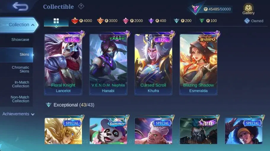 Mobile Legends: Bang Bang Accounts Collector Global|Skin 230|Renowned|Sanrio Floryn,Collector Valir,PACE Fanny,Blazing 8