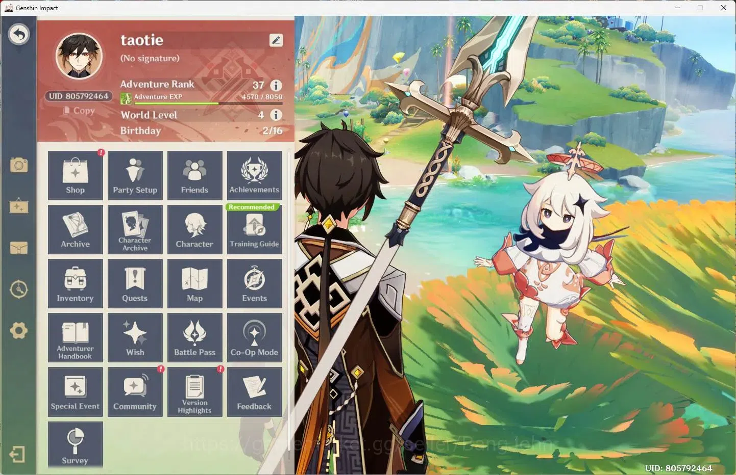 Genshin Impact Accounts Others ASIA | AR 37 | 2 Limit+3 Charstd | ZhongliC1,Lauma | MC Male | TakeMail CheckSS GI385B 1