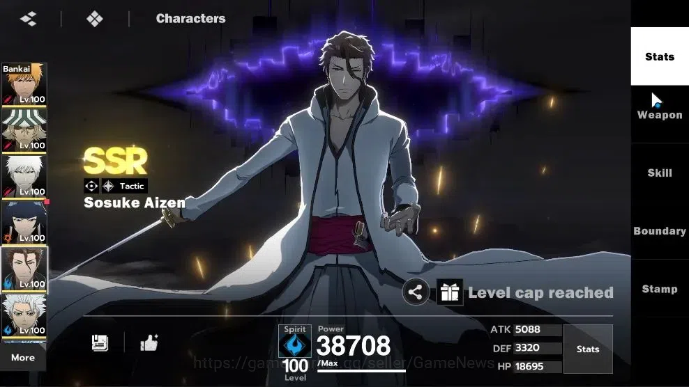 BLEACH: Soul Resonance Accounts NUVERSE SEA|Lv75|12 SSR|8 17