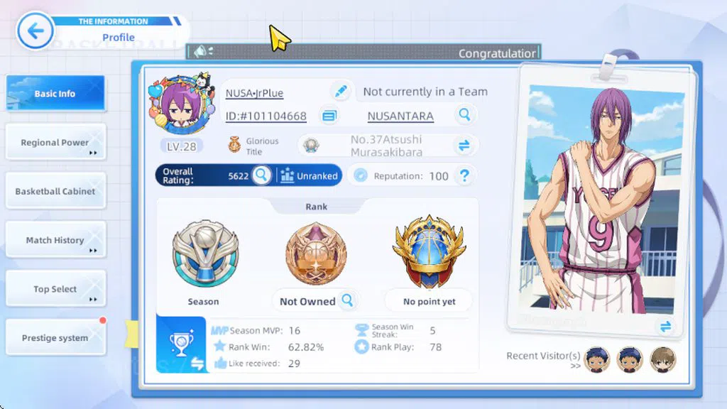 Kuroko's Basketball Street Rivals Accounts SEA | SV14 | LVL 28 | Murasakibara A6 RA071B image 9