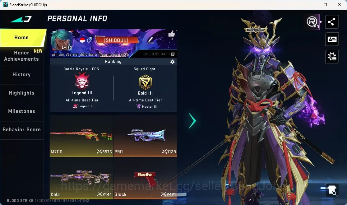 Blood Strike Accounts Others ASIA|Eternal:MP7-Tidesong Lv.2|EternalStrike:Zero|Ultra Melee:The Iron|1AOT Striker|5 Ultra 1