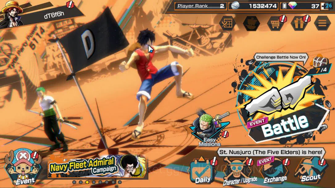 One Piece Bounty Rush Accounts Global|2EX|The Five Elders St.Ethanbaron V.Nusjuro image 1