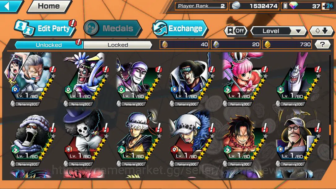 One Piece Bounty Rush Accounts Global|2EX|The Five Elders St.Ethanbaron V.Nusjuro image 11
