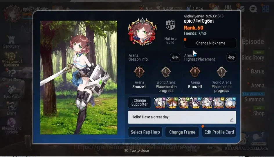 Epic Seven Accounts GLOBAL Unverif|NewEra|9 ML(NM LUna,BM Haste,Straze image 2