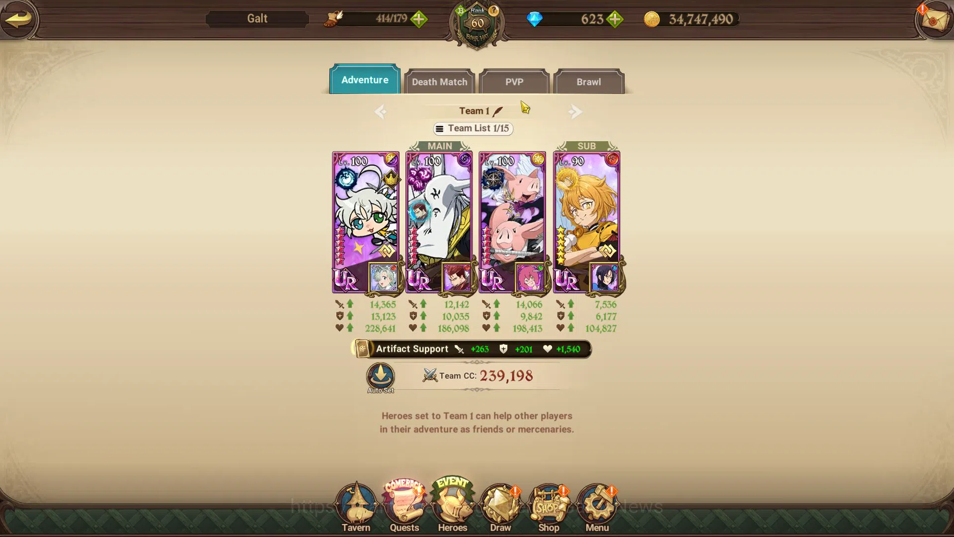 The Seven Deadly Sins: Grand Cross Accounts Midgame Global|2,7M CC|623 DM|2 LR+8 UR 9