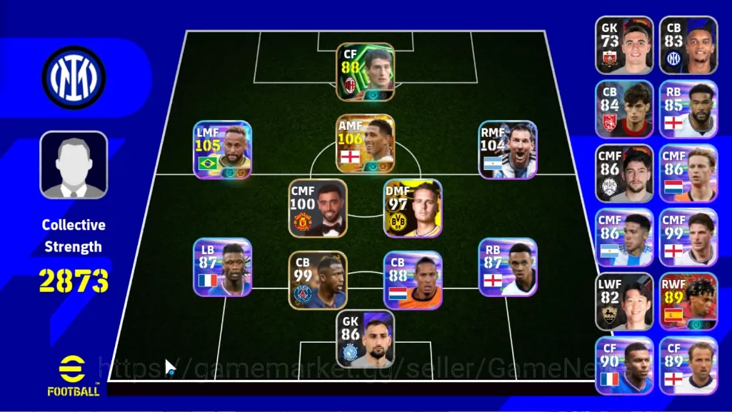 eFootball Accounts Starter Andorid|Power 2873|BigTime Jude Bellingham|Epic Daniele Massaro|6 ShowTime Neymar Jr,Lionel 1