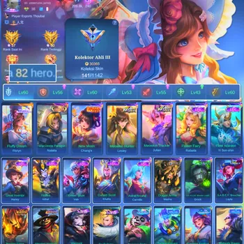 Mobile Legends: Bang Bang Accounts Others HERO 82 SKIN 141 | EMBLEM GOOD| COLECTOR NATALIA| FLUFFY DREAM FLORYN| NEW MOON