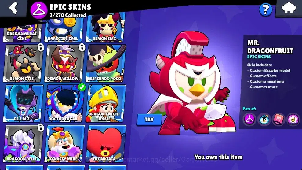 Brawl Stars Accounts 1954 Trophy|23 Brawlers Legend Spike, Myth Damian, image 9