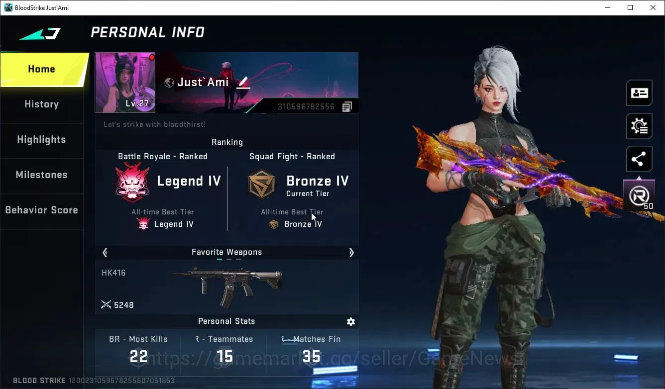 Blood Strike Accounts ASIA|Eternal Kala-Whisper (Lv2 Muzzle Fire)+Limite image 2