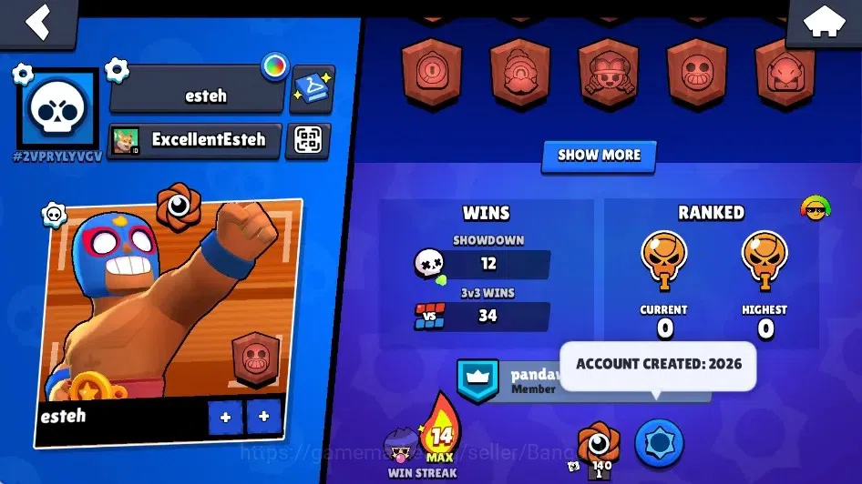 Brawl Stars Accounts Global|689 Trophy|15 Brawlers-1 Max Lv. [Bibi]|5k  image 3