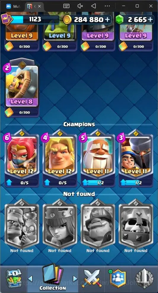 Clash Royale Accounts Global |CL 1123|KTL 12|Trophy 7223|113 Cards|4 Cha image 13