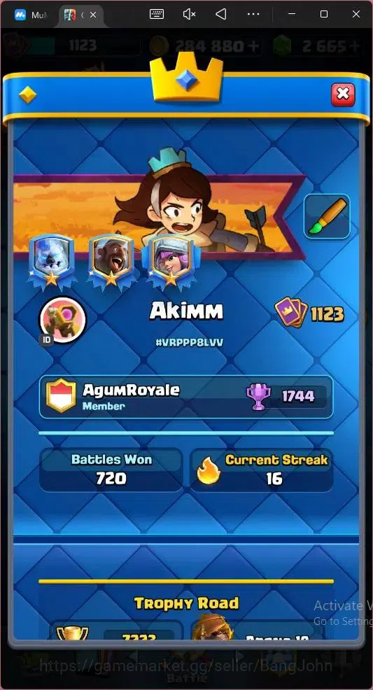 Clash Royale Accounts Global |CL 1123|KTL 12|Trophy 7223|113 Cards|4 Cha image 3