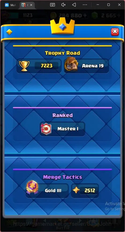 Clash Royale Accounts Global |CL 1123|KTL 12|Trophy 7223|113 Cards|4 Cha image 4
