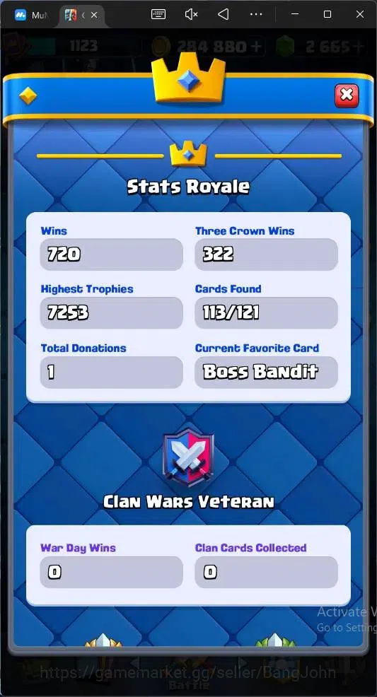 Clash Royale Accounts Global |CL 1123|KTL 12|Trophy 7223|113 Cards|4 Cha image 5
