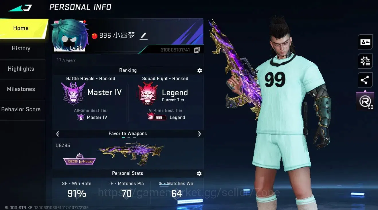 Blood Strike Accounts Collab Skin ASIA|1 ETERNAL: QBZ95 - Whisper|2 OPM|1 Fernanfloo Striker|3 ULTRA 1