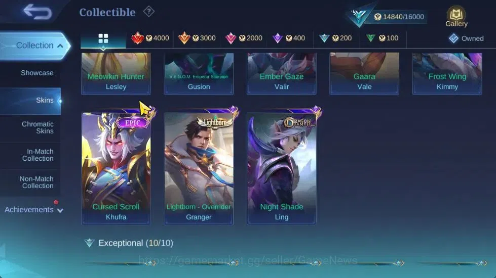 Mobile Legends: Bang Bang Accounts Hero 61|Skin 76|High Immo 100|LB Granger,Fanny[Val image 8