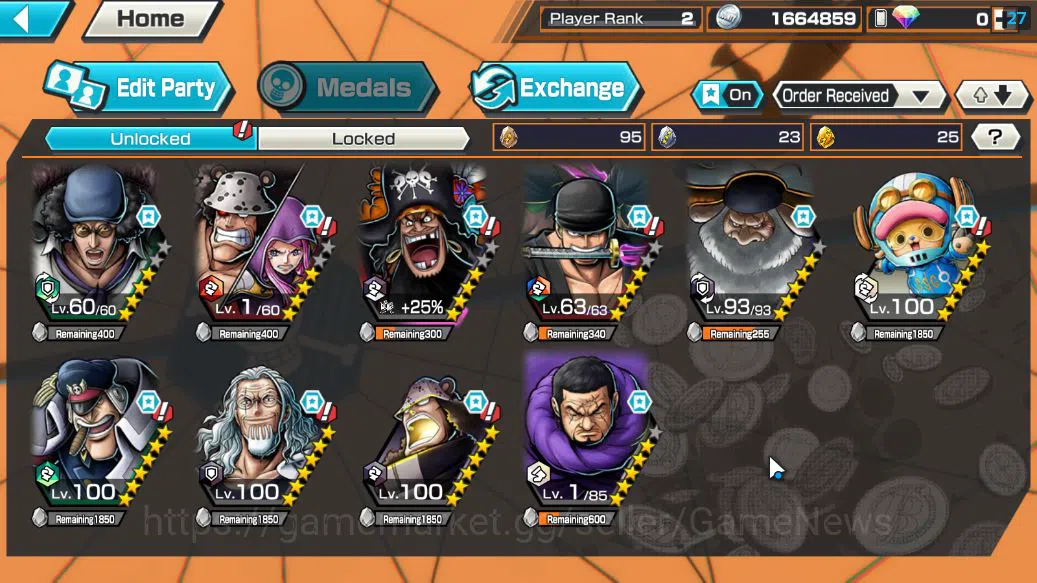 One Piece Bounty Rush Accounts Starter Global|5 EX|BP Kuzan,4Emperor Teach,Onigashima Zoro,5Elders Saturn,[Issho]|Rank 3