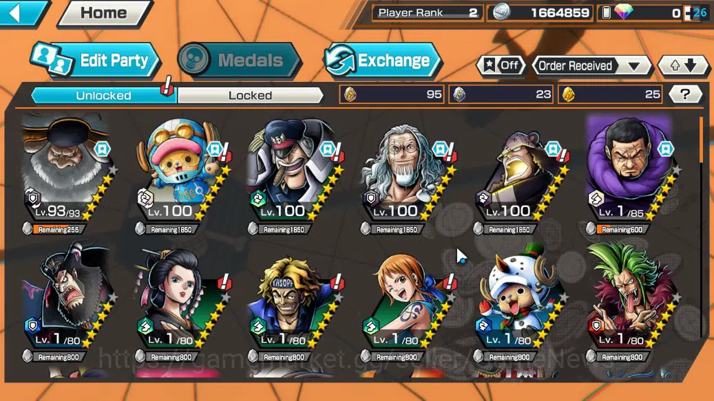One Piece Bounty Rush Accounts Starter Global|5 EX|BP Kuzan,4Emperor Teach,Onigashima Zoro,5Elders Saturn,[Issho]|Rank 4