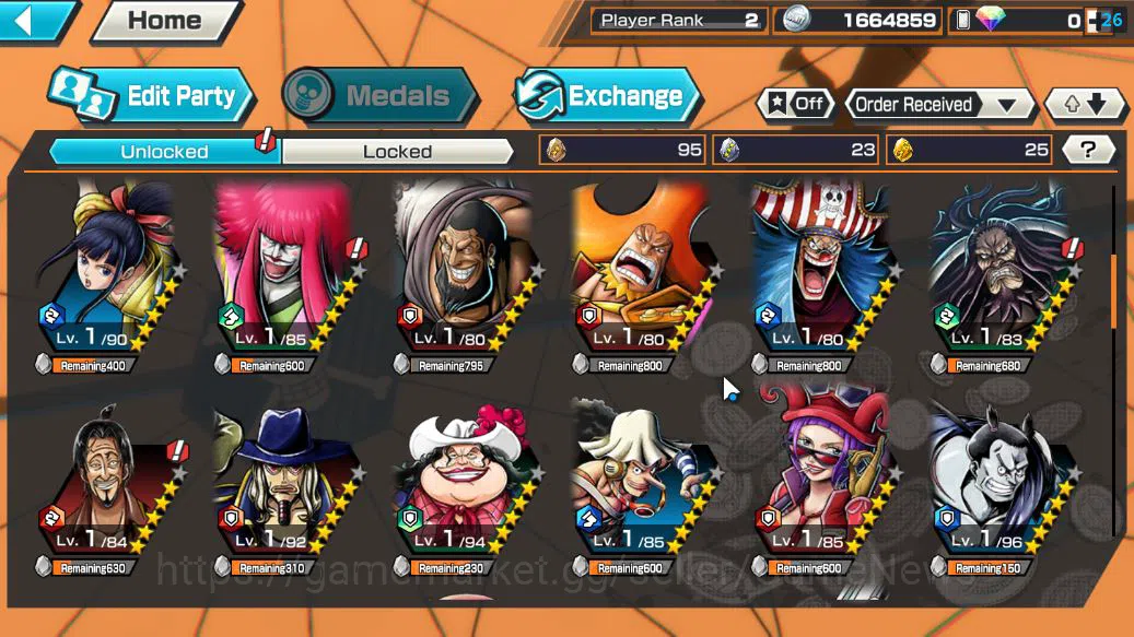 One Piece Bounty Rush Accounts Starter Global|5 EX|BP Kuzan,4Emperor Teach,Onigashima Zoro,5Elders Saturn,[Issho]|Rank 5