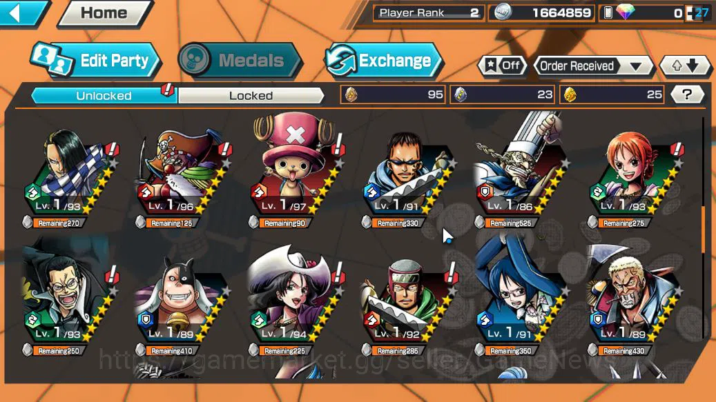 One Piece Bounty Rush Accounts Starter Global|5 EX|BP Kuzan,4Emperor Teach,Onigashima Zoro,5Elders Saturn,[Issho]|Rank 6