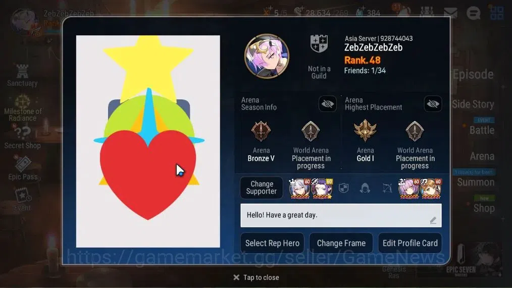 Epic Seven Accounts Asia Unverif|7 ML(Empyrean Ilynav,Spectr Tenebria, image 2