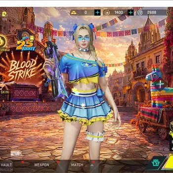 Blood Strike Accounts Collab Skin ASIA|ETERNAL MP7-Tidesong Lv 2|2 Collab(AOT-M4A1,EMOTE)|2 ULTRA(EMMA-Azure Wish,P90 Lv
