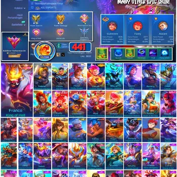 Mobile Legends: Bang Bang Accounts Collector #3879 441 Skins | Legend Franco | Collector Natalia | Sanrio Claude & Floryn