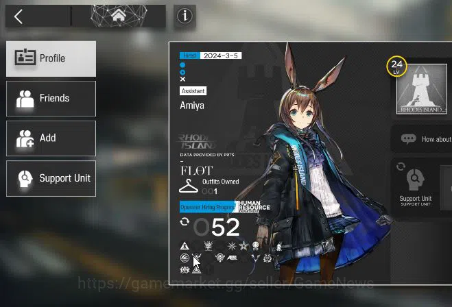 Arknights Accounts Lv 24|52 OP+1 Skin| Starter |Wisadel + 75520 Orund image 2
