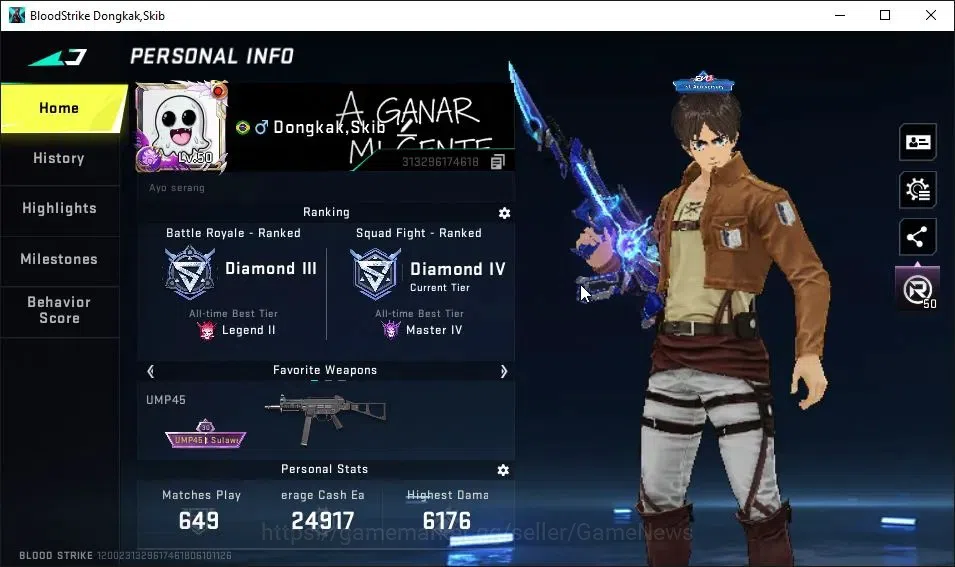 Blood Strike Accounts ASIA|Collab AOT[ETHAN-EREN,FAL]|16 ULTRA[SPIKE,VOL image 2
