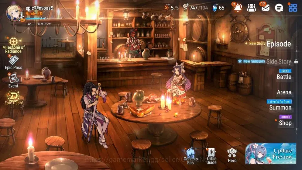 Epic Seven Accounts Starter Global UnVerif|New Era|2 ML(Tidal R Elvira,Abyssal Yufine)+Vildred,Tenebria,Landy,etc|380 1