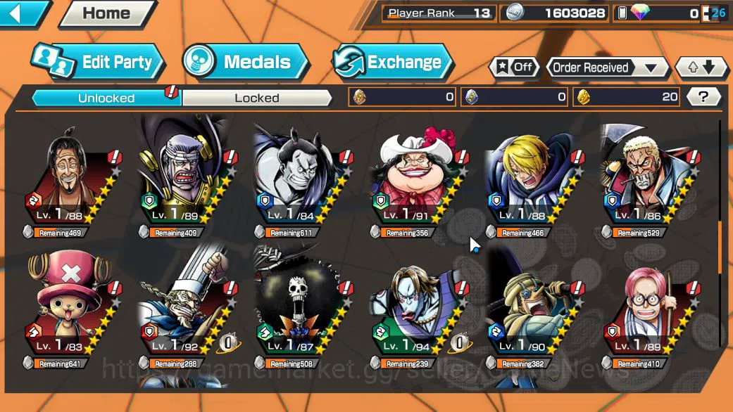 One Piece Bounty Rush Accounts Starter Global|5 EX|Marshal D.Teach,PB Kuzan,5Elders Saturn,4Emperor Luffy,Onigashima 6