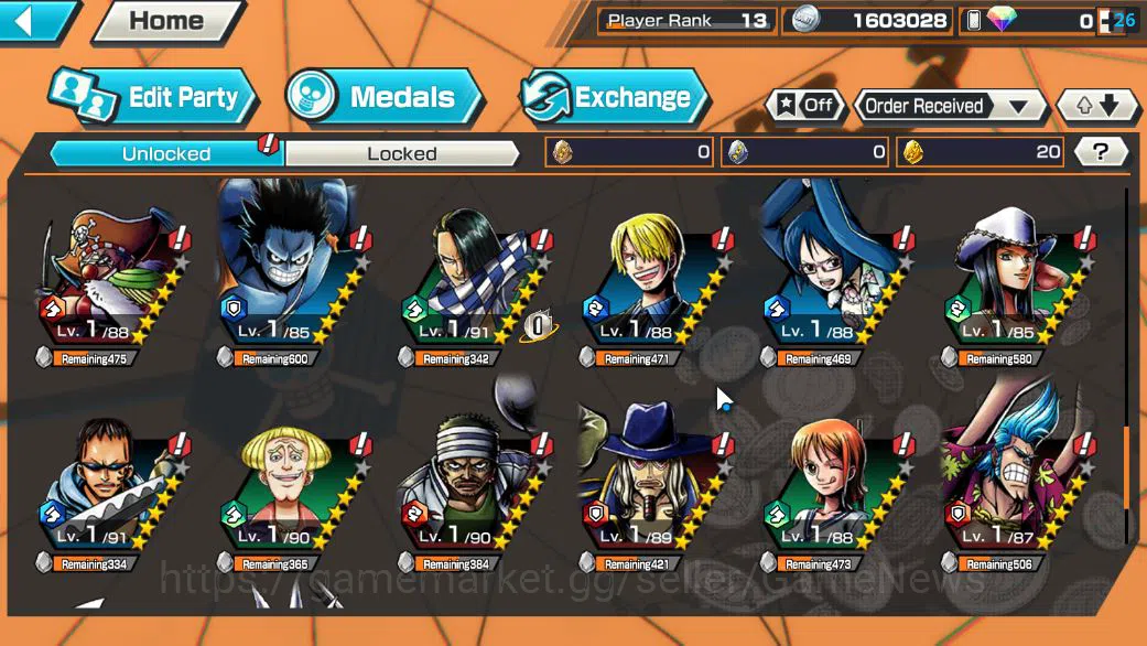One Piece Bounty Rush Accounts Starter Global|5 EX|Marshal D.Teach,PB Kuzan,5Elders Saturn,4Emperor Luffy,Onigashima 7
