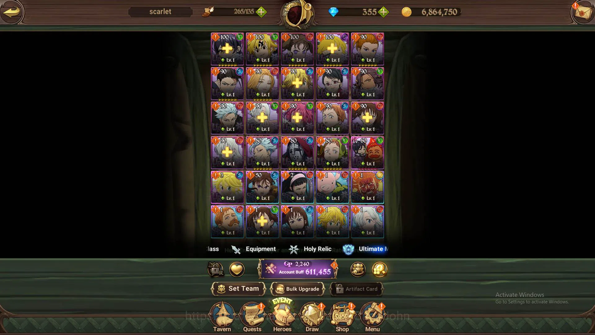 The Seven Deadly Sins: Grand Cross Accounts Others GLOBAL|611k CC|DM 355|UR MEresca,DKMeliodas,etc|check SS|7DS276B 9