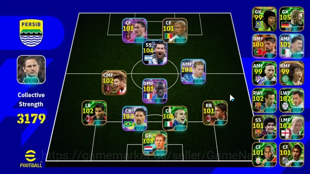 eFootball Accounts Legends & Iconic Players Android|Power 3179|20 Epic(Edwin van der Sar,F Cannavaro,Oliver 1