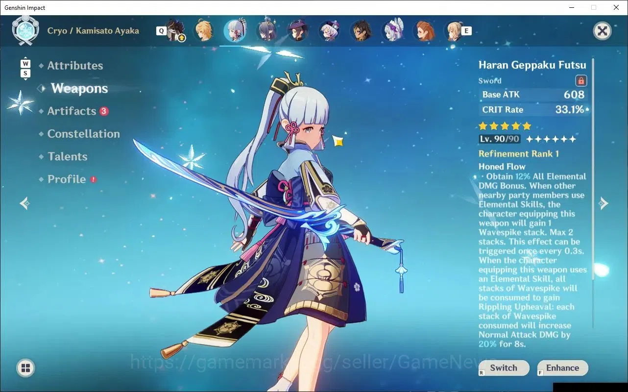 Genshin Impact Accounts Mid Game ASIA|AR 57|Free HSR|8 Limited 4(*5 Weapon)|Ayaka+Sign,Yelan C1,Hu Tao 4