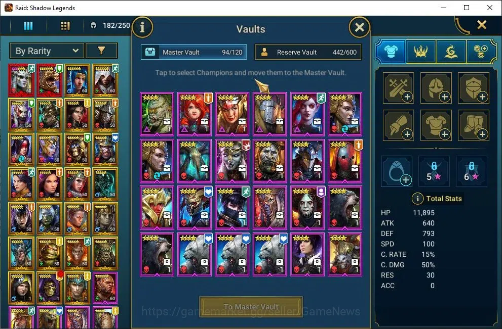 Raid: Shadow Legends Accounts Mid-Game Lv40 1,2M Power|2 Mythic(Arbais,Androc)|25 6