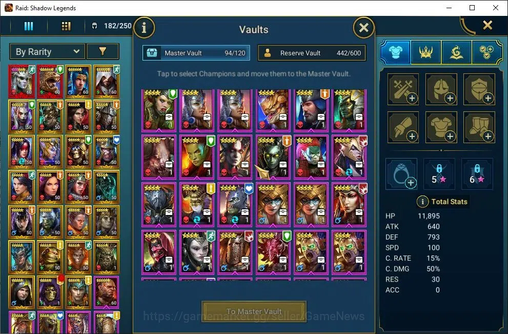Raid: Shadow Legends Accounts Mid-Game Lv40 1,2M Power|2 Mythic(Arbais,Androc)|25 7