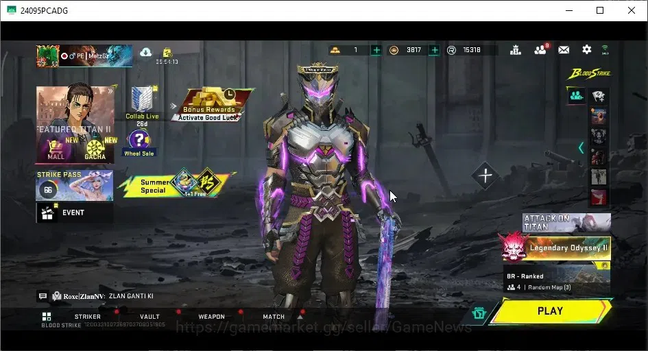 Blood Strike Accounts Collab Skin ASIA|Eternal Zero,DEagle+MELEE Sticky|Collab OPM,SKS,Ethan Mumen,Enzo,TR 1