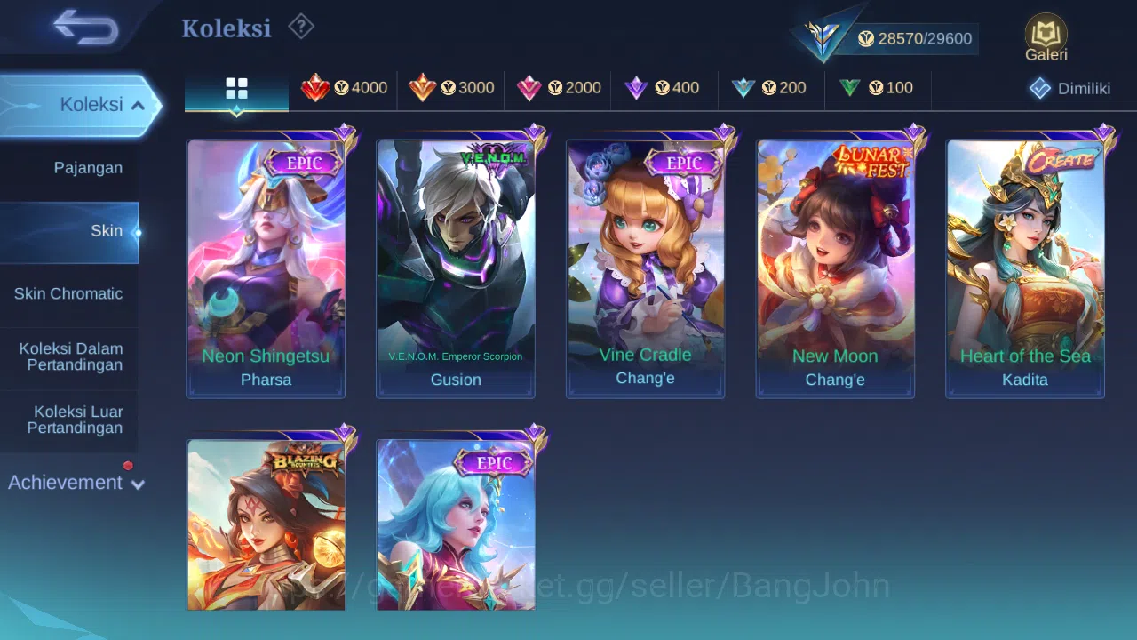 Mobile Legends: Bang Bang Accounts Hero 60 Skin 145 | CC Natalia | Lunar Change | Cre image 5