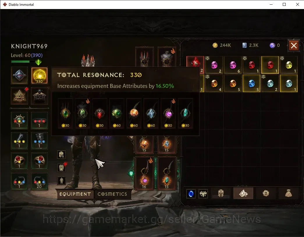 Diablo Immortal Accounts SA - Malah|CS ON|Lv60(390)|Tempest|CR 33k|Reso 330 image 6