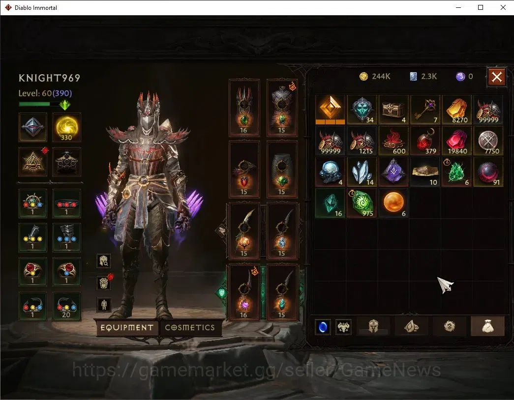 Diablo Immortal Accounts SA - Malah|CS ON|Lv60(390)|Tempest|CR 33k|Reso 330 image 8