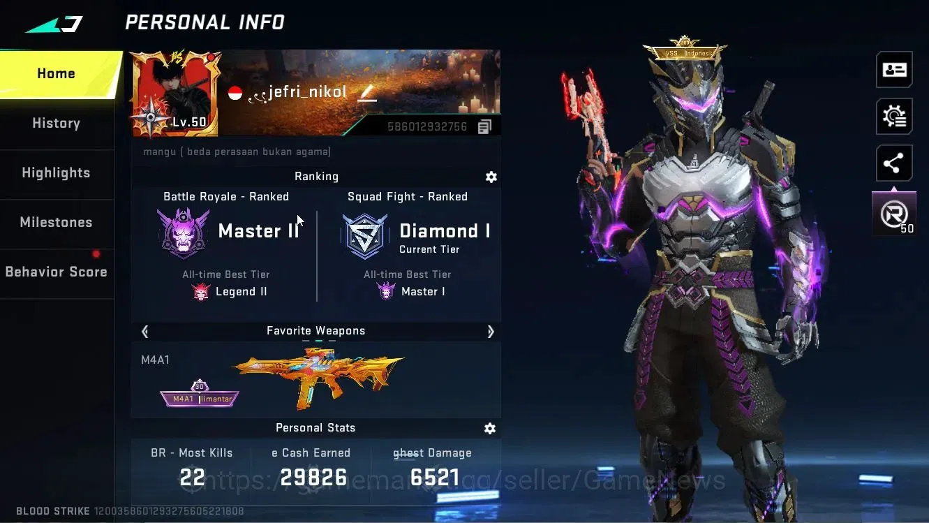 Blood Strike Accounts ASIA|ETERNAL[Desert Eagle-Scorpius]|Collab 7DS[Kar image 2
