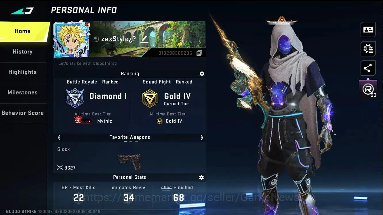 Blood Strike Accounts ASIA|4 ULTRA[ETHAN,GLOCK,M82,Bandage]|Collab 7DS[Q image 2