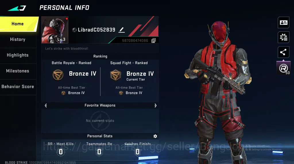 Blood Strike Accounts Polosan ran ultra | Change Name | BS110B image 1