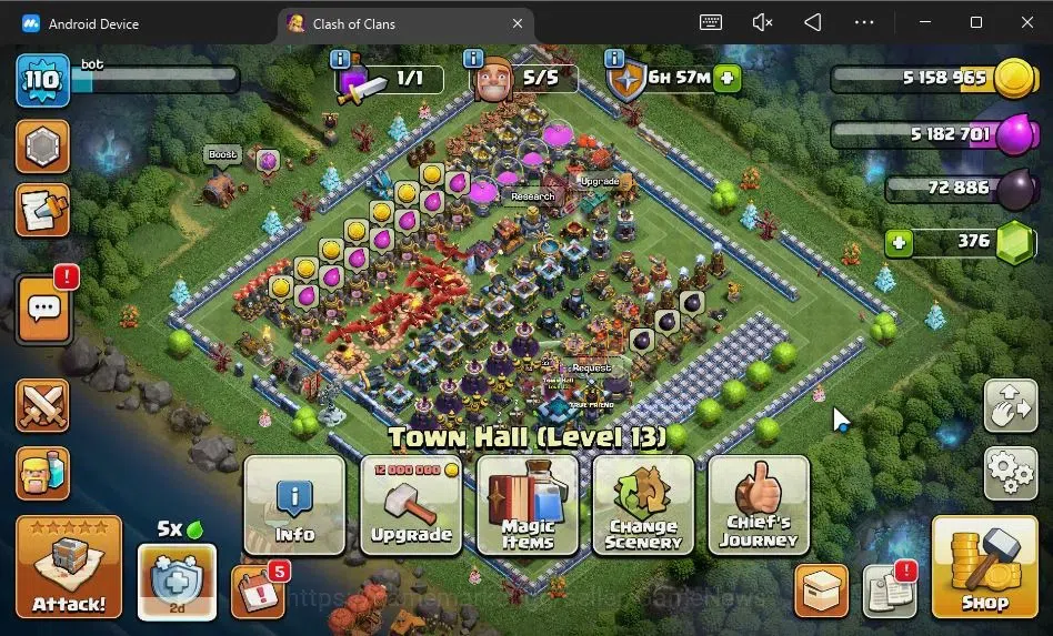 Clash of Clans Accounts TH 13-BH 7|LV 110|HH 6|BK 61,AQ 64,GW 33,MP 40|BM image 1