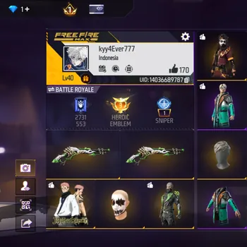 Free Fire Accounts AKUN GHOIB - M1887 LUMUT - BUNDLE FACE JOKER IDAMAN - BUNDLE CLUBER ADA 2 - BUNDLE LEGENDARY - BUNDLE