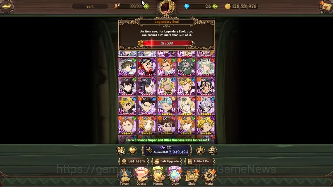 The Seven Deadly Sins: Grand Cross Accounts Endgame GLOBAL|2,9M CC|58 LS|2 LR,8 UR +Collab 1