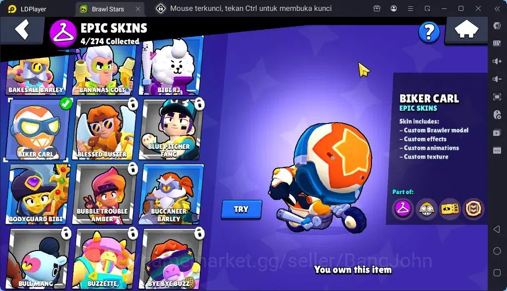 Brawl Stars Accounts Global |Trophy 1218| Brawler 1 Max with Supercharge |Skins 1 Mythic,4 Epic|Bling 10258|Protect 8
