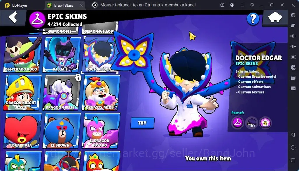 Brawl Stars Accounts Global |Trophy 1218| Brawler 1 Max with Supercharge |Skins 1 Mythic,4 Epic|Bling 10258|Protect 9
