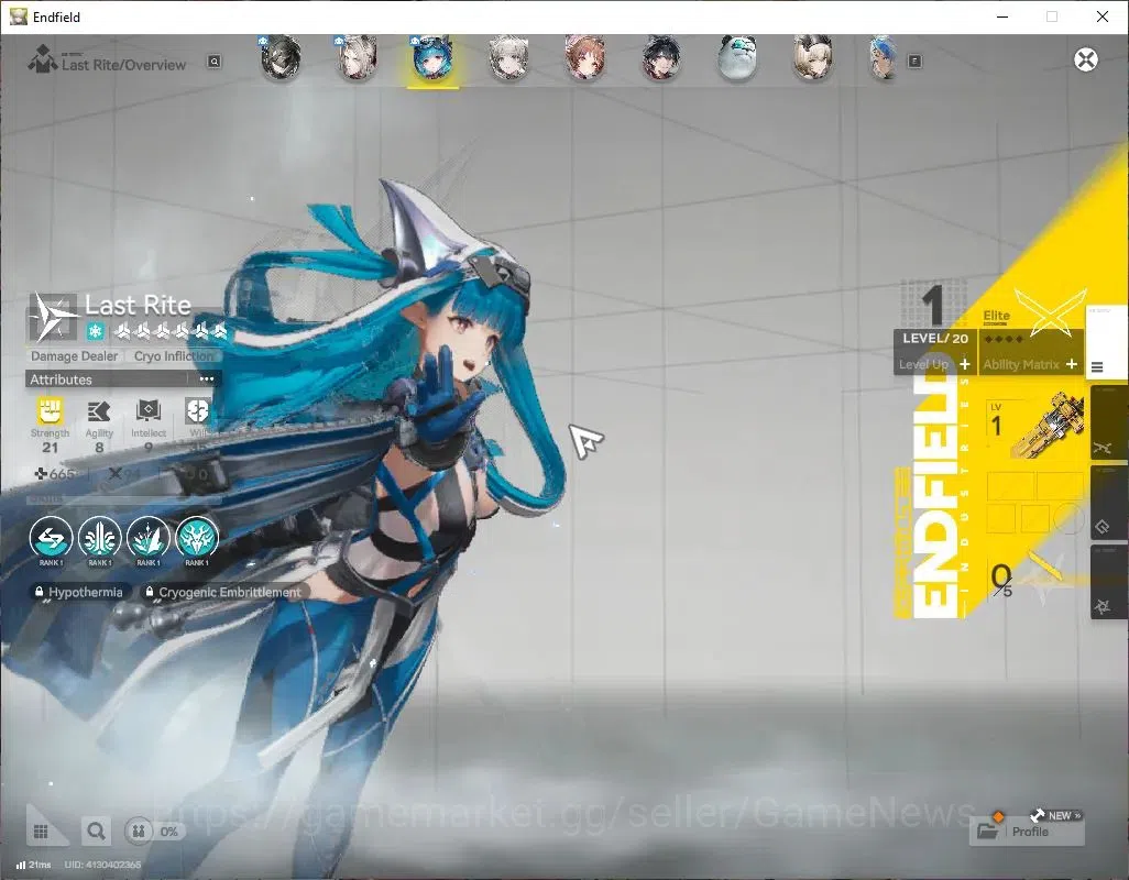 Arknights: Endfield Accounts ASIA|Lv2|Fresh Starter|3SSR+1(*6WEP)|Pogranichnik,LastRite,Ardelia|ARS 4